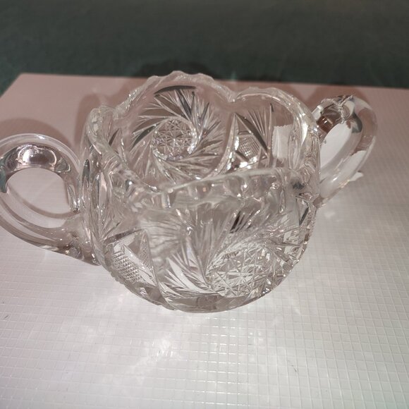 Bohemian Crystal Bowl with Handles Vintage Sugar Candy Jar Star Design boho chic - Picture 6 of 7